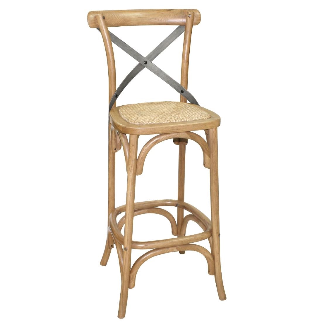 GG657 Bolero houten barkruk met gekruiste rugleuning naturel
