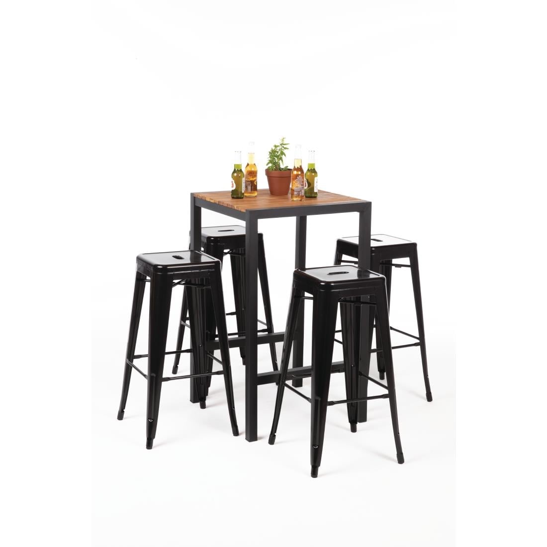 DS155 Bolero vierkante bartafel gepoedercoat staal en acaciahout 600mm