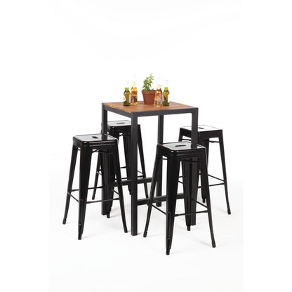 DS155 Bolero vierkante bartafel gepoedercoat staal en acaciahout 600mm