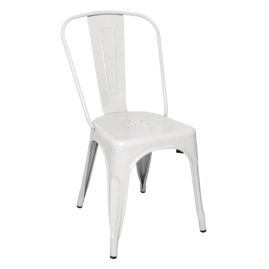 GL332 Bolero Bistro Stalen Bijzetstoel Wit (4 Stuks)