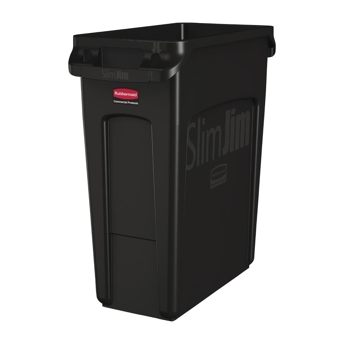 CP652 Rubbermaid Slim Jim afvalbak met ventilatiekanalen zwart 60Ltr