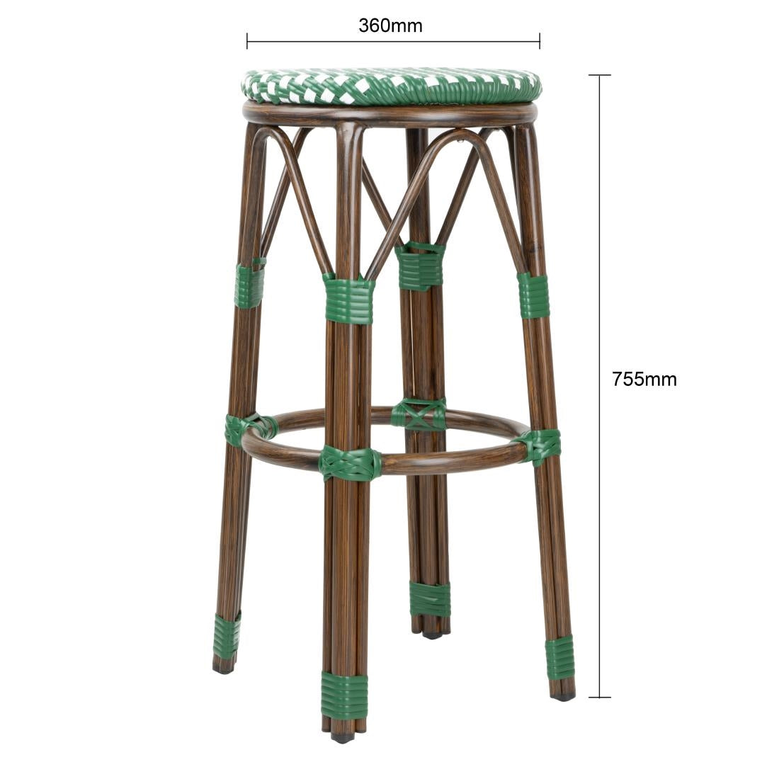 HZ147 Bolero Parijse Stijl PE Rotan Barkrukken Groen Stip Mix (2 stuks)