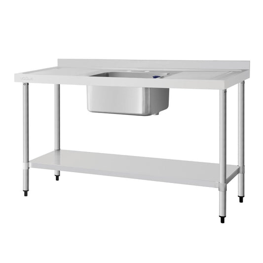 DY826 Vogue RVS spoeltafel enkele spoelbak afdruiprek links en rechts 150x60cm