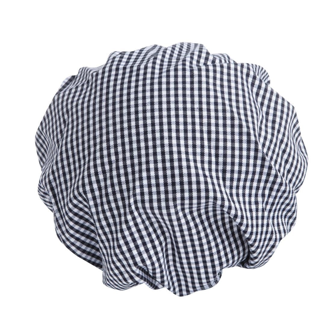 B257 Whites polykatoen koksmuts met klep blauw-wit geruit