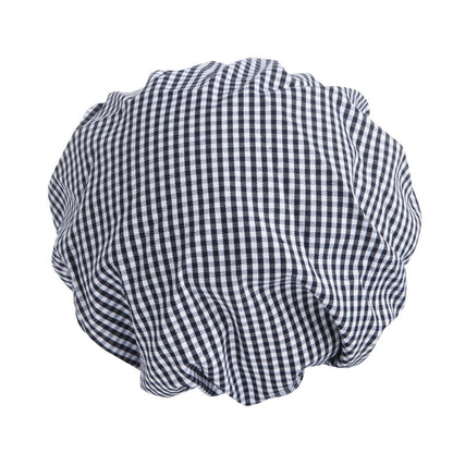 B257 Whites polykatoen koksmuts met klep blauw-wit geruit