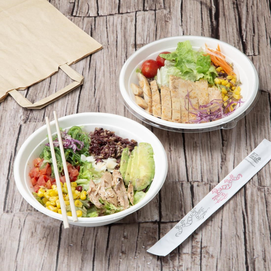 HW028 Fiesta Composteerbare Bagasse Poke Bowl Basis 682ml (50 stuks)