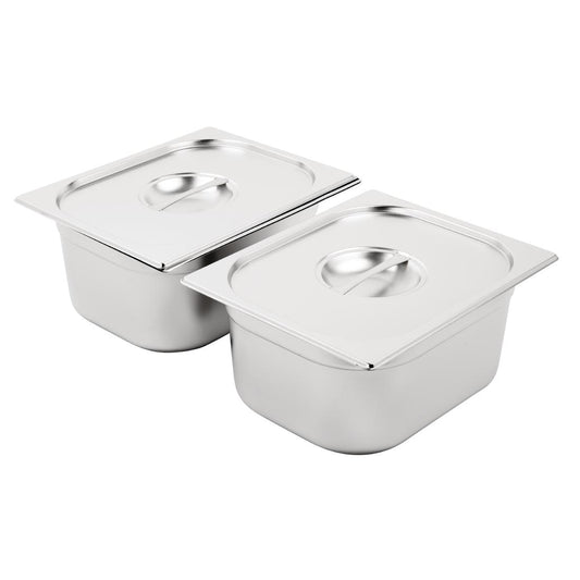 SA245 Vogue RVS Gastronorm Bakken Set 2 x 1/2 Met Deksels