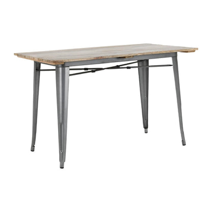 HZ811 Bolero Bistro Eettafel Met Lattenblad Van Mangohout En Donkergrijze Poot 1200mm