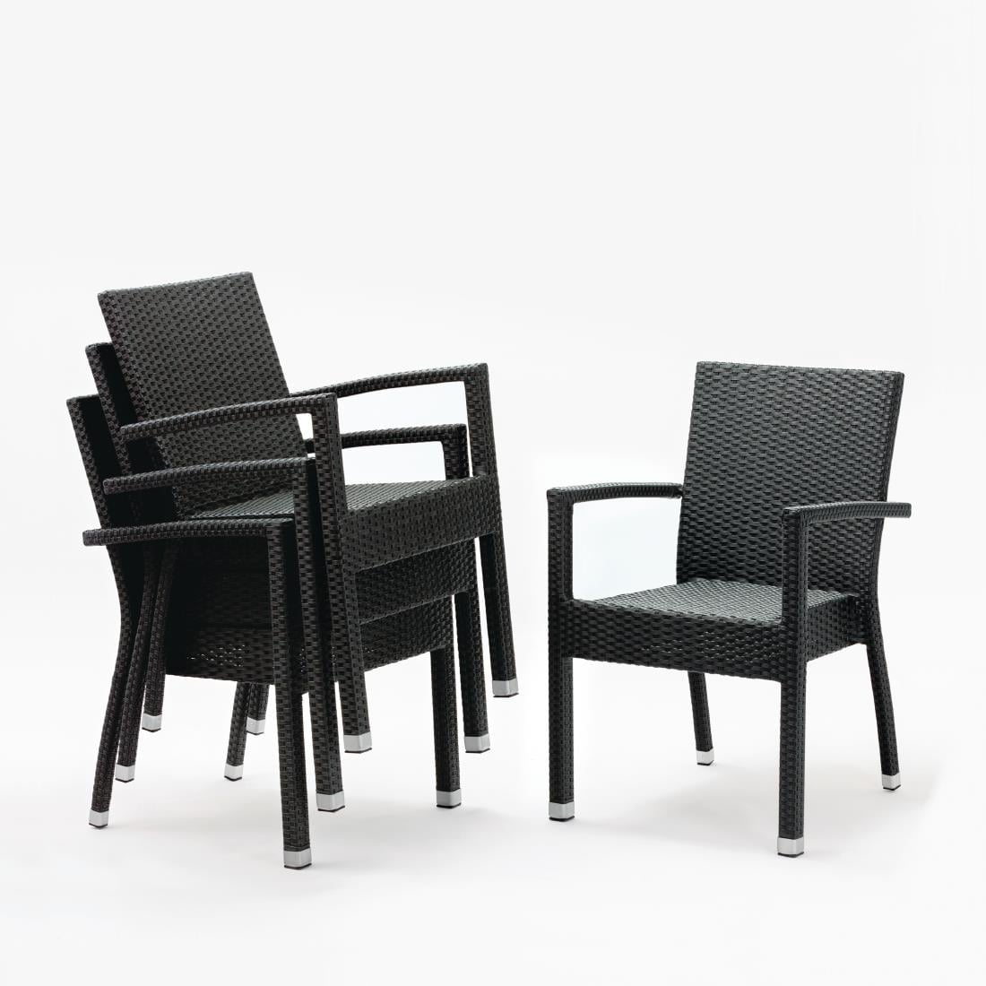 DL477 Bolero polyrotan stoelen met armleuning antraciet (4 stuks)