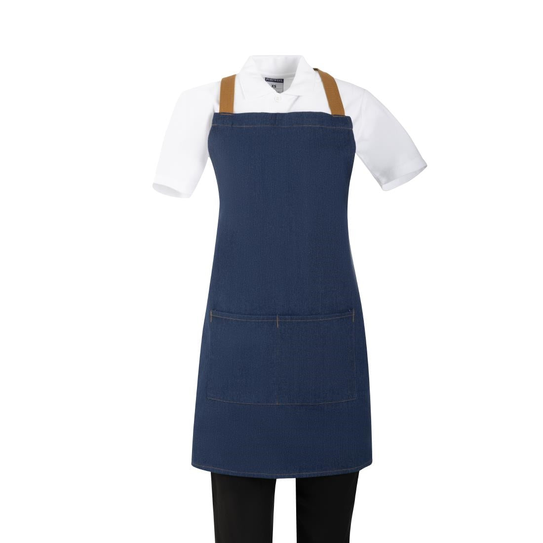 BA159 Southside Schort Denim Blauw Met Bruine Bandjes