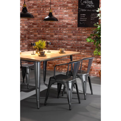 HZ809 Bolero Bistro Eettafel Met Mangohouten Blad En Donkergrijze Poot 1450mm