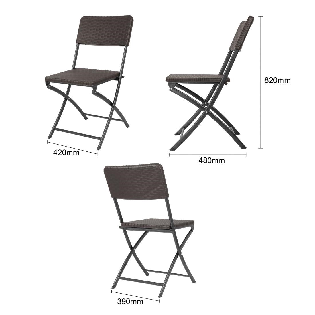 HS558 Bolero Rattan Klapstoelen Bruin (2 stuks)