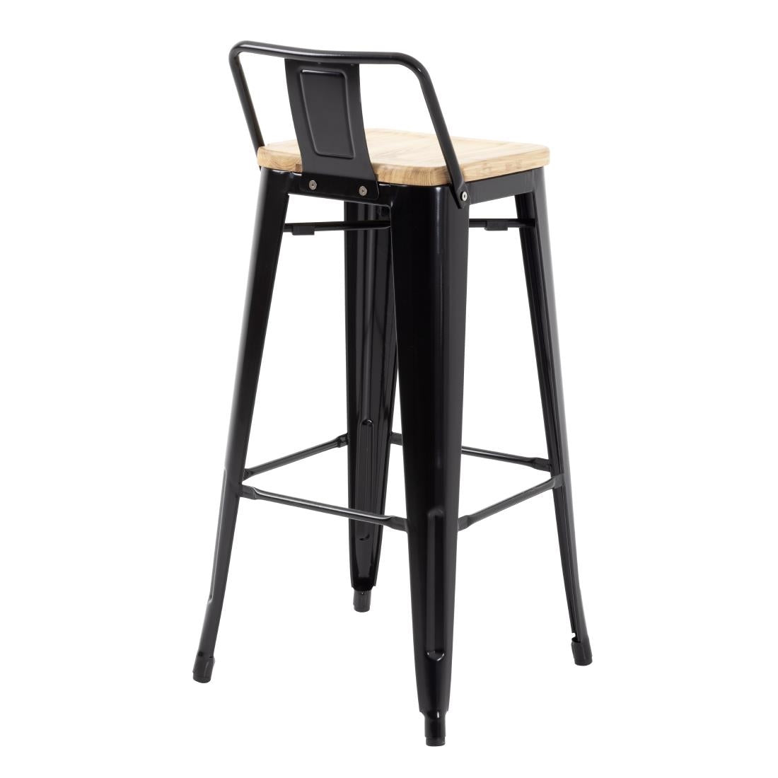 FB623 Bolero Bistro hoge barstoel met houten zitting zwart (4 stuks)