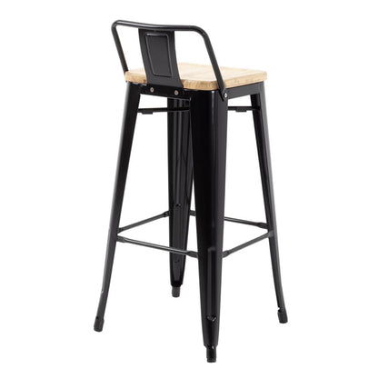 FB623 Bolero Bistro hoge barstoel met houten zitting zwart (4 stuks)