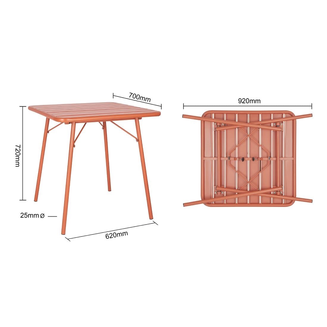 CK064 Bolero Terracotta vierkante stalen lattentafel - 700 mm