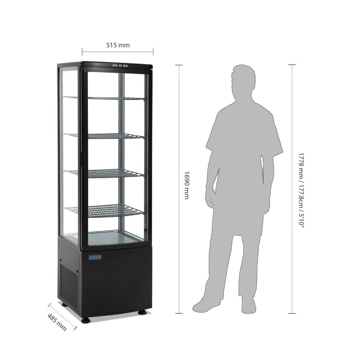 DP289 Polar C-serie koelvitrine met gebogen glasdeur 235L zwart