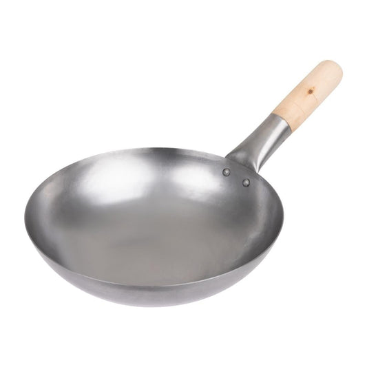 K295 Vogue zacht stalen wok met platte bodem 25,5cm
