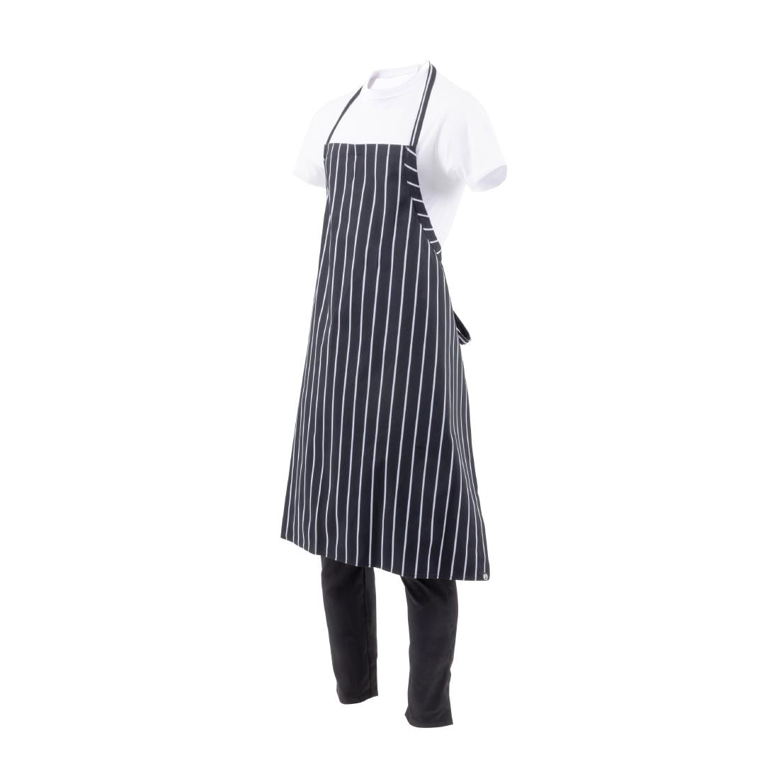 B248 Chef Works Premium geweven schort zwart-wit gestreept