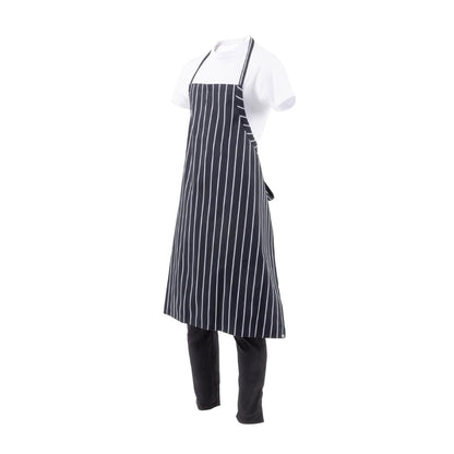 B248 Chef Works Premium geweven schort zwart-wit gestreept