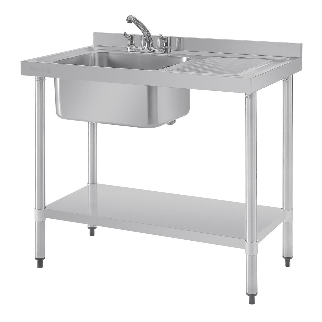 DY820 Vogue RVS spoeltafel enkele spoelbak aan linkerzijde 100x60cm