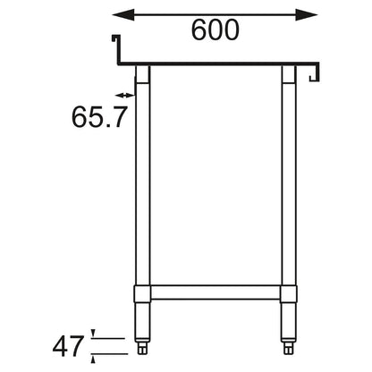 T382 Vogue RVS werktafel met achteropstand 90x150x60cm