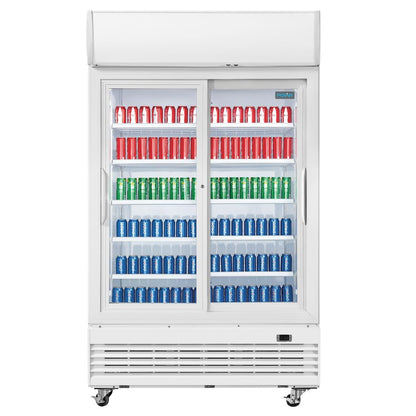GE581 Polar G-serie tweedeurs displaykoeling met lichtbak 950L schuifdeuren