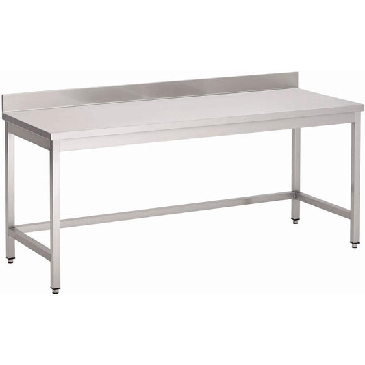 GN121 Gastro M RVS werktafel zonder onderblad met achteropstand 85x200x70cm
