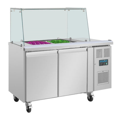 UA017 Polar U-serie tweedeurs saladette met vierkant kuchscherm