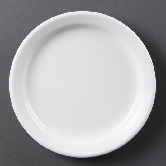 CB487 Olympia Whiteware Borden Met Smalle Rand 18cm (12 Stuks)