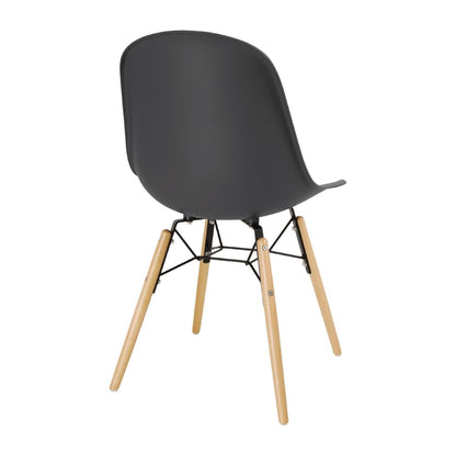 DM841 Bolero Arlo polypropyleen stoelen met houten poten grijs (2 stuks)