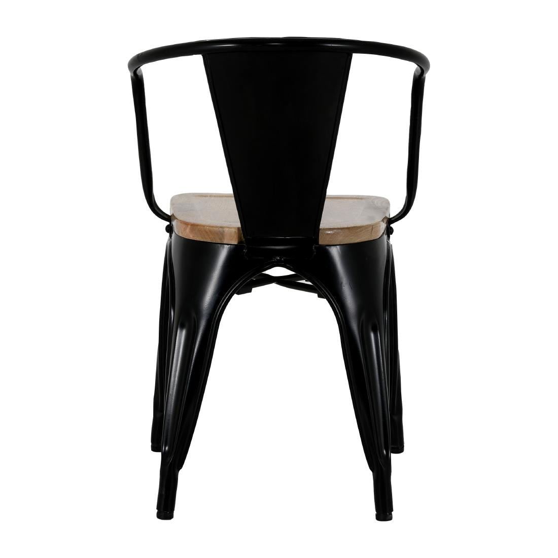 HZ804 Bolero Bistro Curve Armstoelen met Houten Zitting Zwart (4 stuks)