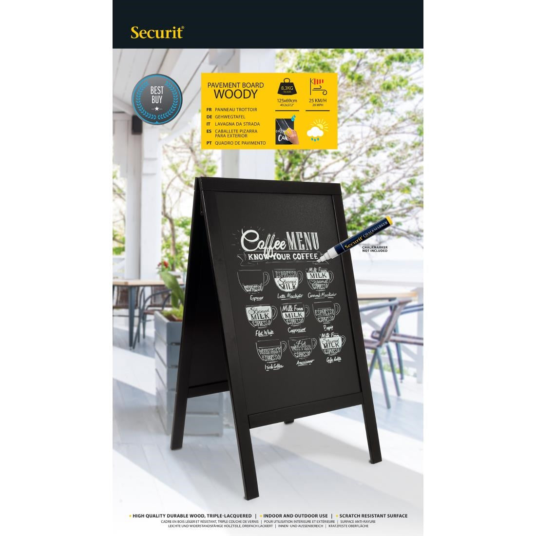 CU901 Securit Black Woody groot stoepkrijt bord