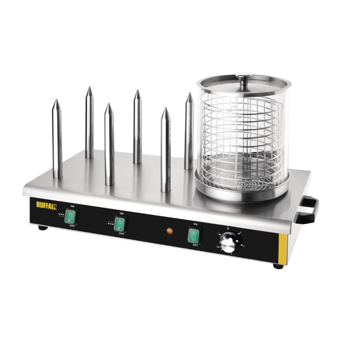DA567 Buffalo hotdogwarmer met 6 warmhoudpennen