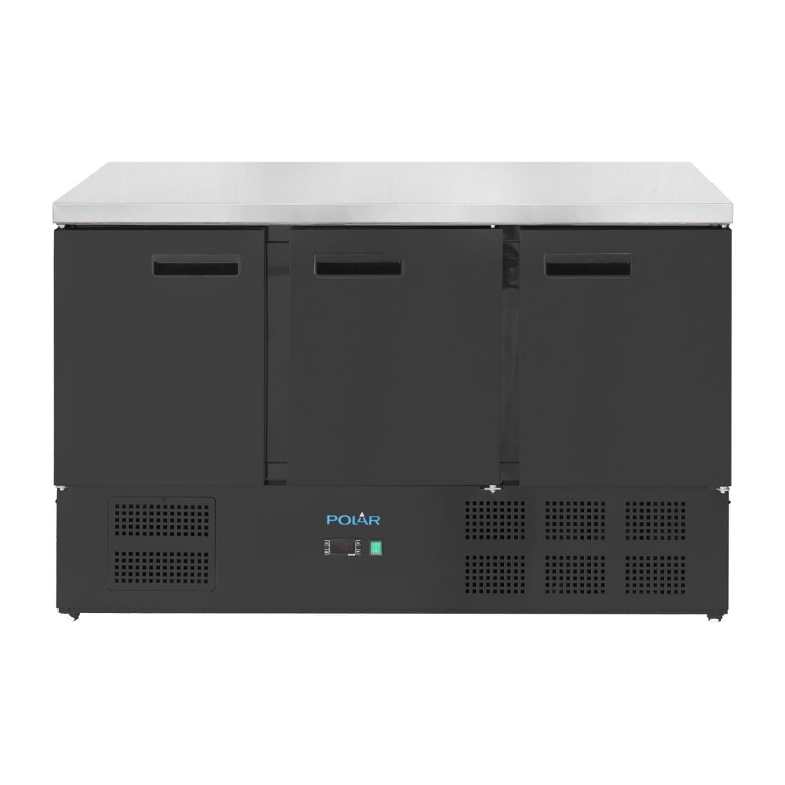 PG023 Polar G-Series 3-deurs koelwerkbank zwart 400Ltr