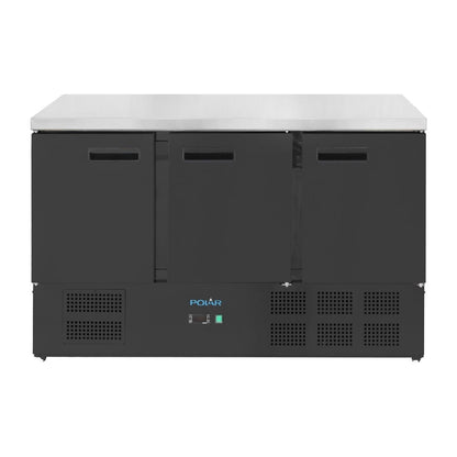 PG023 Polar G-Series 3-deurs koelwerkbank zwart 400Ltr