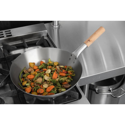 K297 Vogue zacht stalen wok met platte bodem 35,5cm