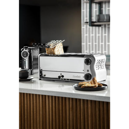 CH185 Rowlett Esprit broodrooster 6 sleuven chroom - 2 reserve-elementen en 2 tostihouders