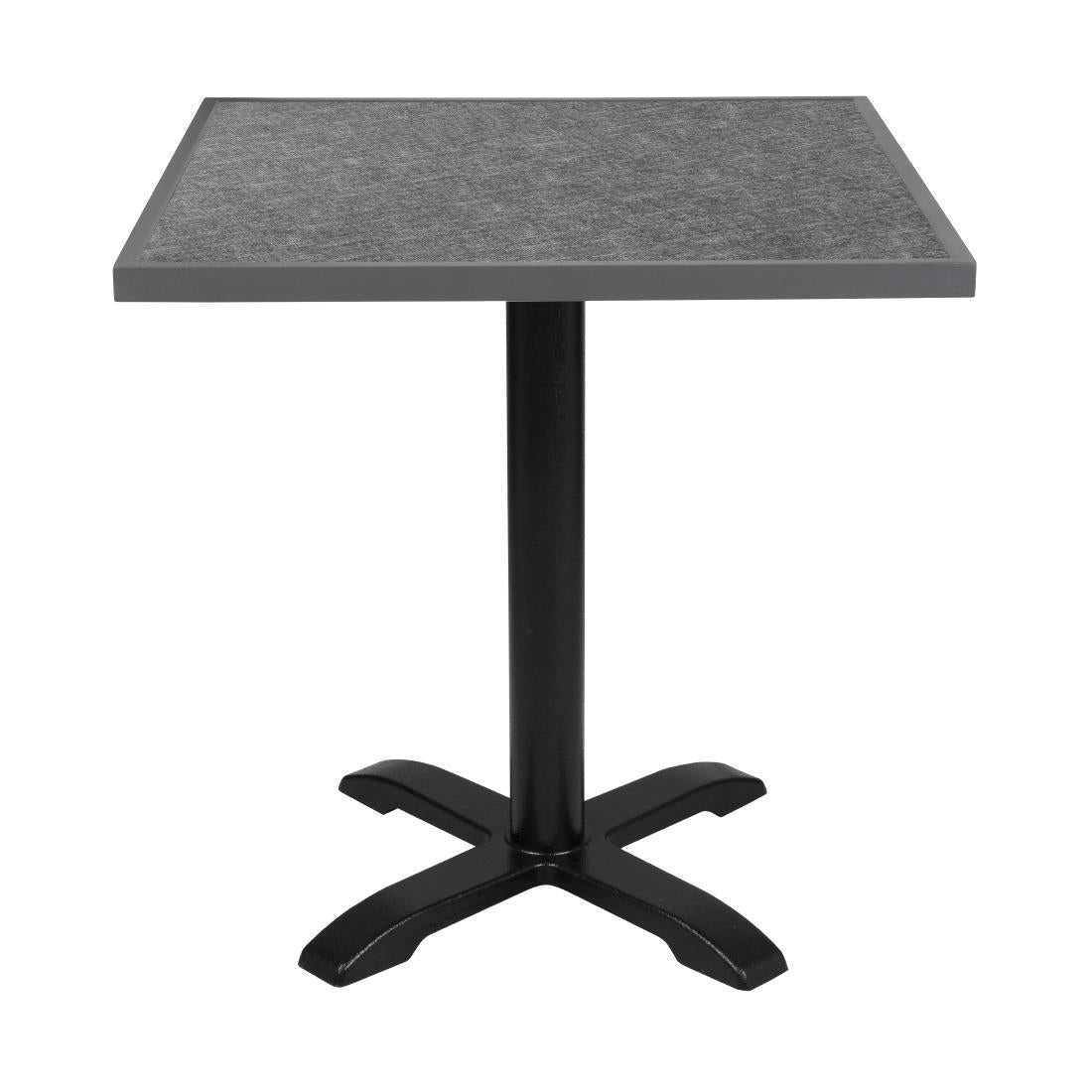 DZ873 Bolero Tafelblad Van Gehard Glas Voor Buiten, Zwart Geborsteld, Vierkant, Grijze Rand, 700mm