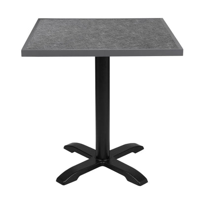 DZ873 Bolero Tafelblad Van Gehard Glas Voor Buiten, Zwart Geborsteld, Vierkant, Grijze Rand, 700mm