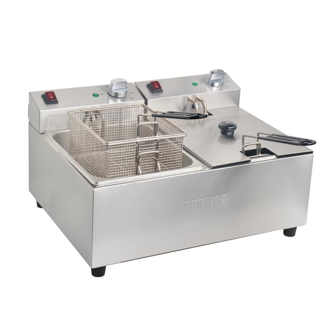 FC257 Buffalo dubbele tank dubbele mand 2x5ltr countertop friteuse 2x2.8kw