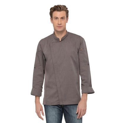 BB263-M Chef Works Urban Hartford unisex koksbuis met rits lange mouw grijs M