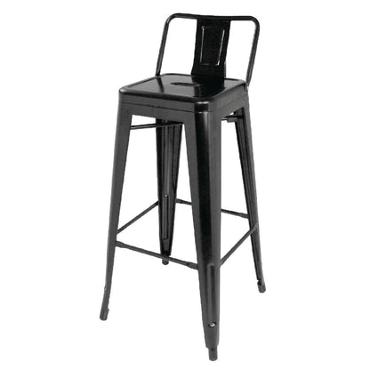 DL882 Bolero Bistro gegalvaniseerd stalen barkruk met rugleuning zwart (4 stuks)