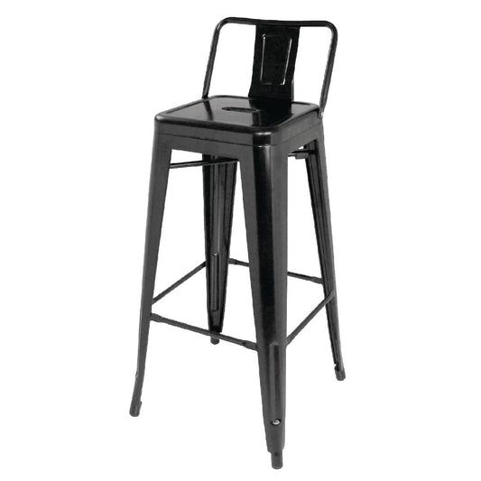 DL882 Bolero Bistro gegalvaniseerd stalen barkruk met rugleuning zwart (4 stuks)