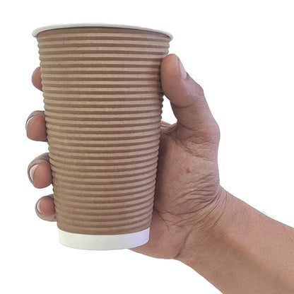 GF025 Fiesta Recyclable koffiebeker ribbelwand kraft 455ml (25 stuks)