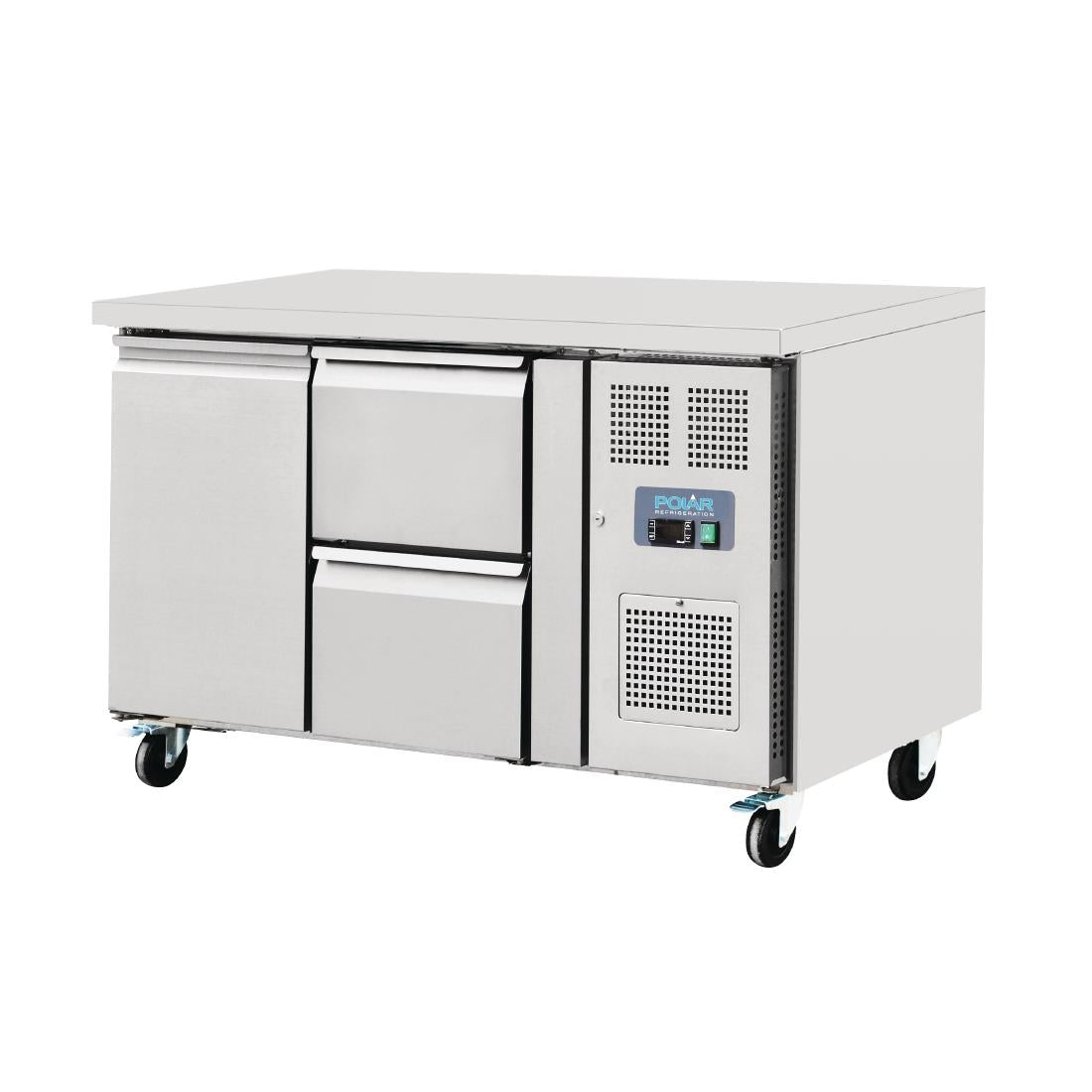 GD873 Polar U-serie koelwerkbank 1 deur en 2 laden 282L