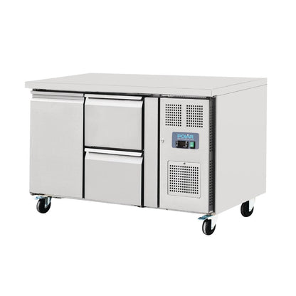GD873 Polar U-serie koelwerkbank 1 deur en 2 laden 282L