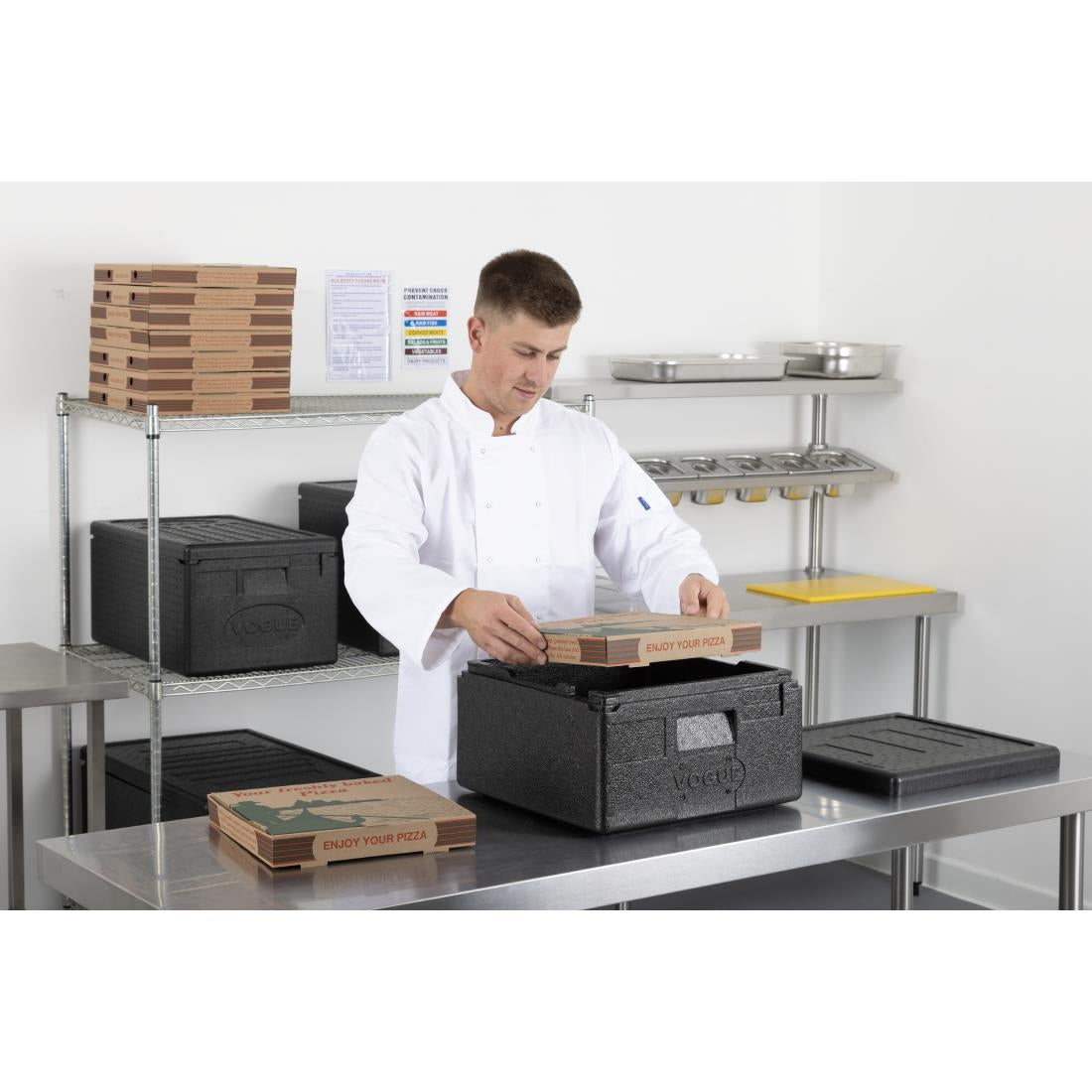 DX992 Vogue Geïsoleerde EPP Pizzadoos En Voedseltransportbox 22Ltr 4 Pizza Capaciteit