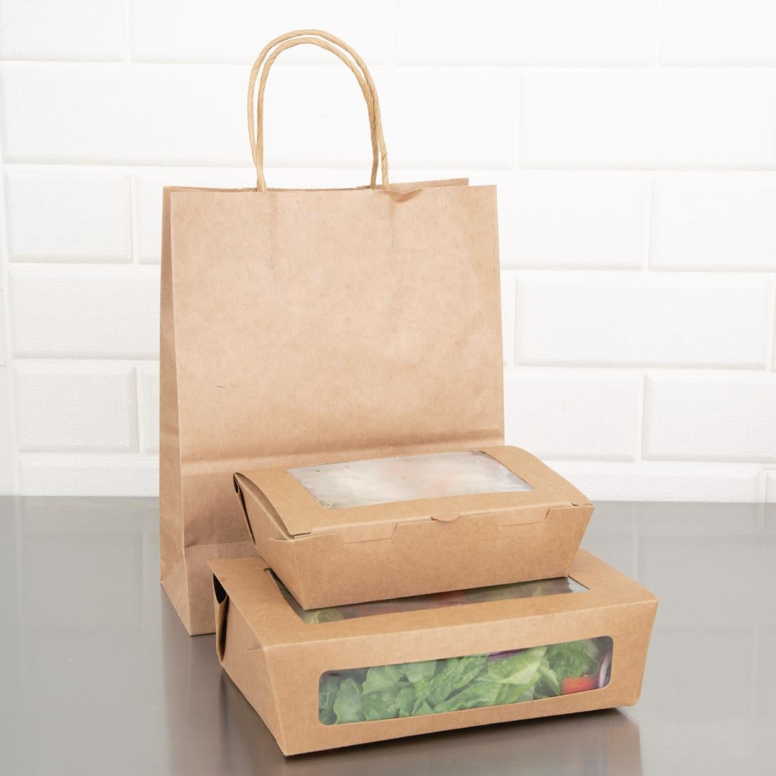 FN899 Fiesta Recyclable saladeboxen met PET venster 1600ml (100 stuks)