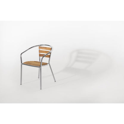 U421 Bolero aluminium en essenhouten stoelen met armleuning (4 stuks)