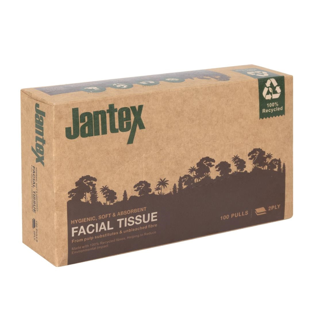 HW715 Jantex Green 100% Gerecyclede Gezichtsdoekjes 100 Vel (36 stuks)